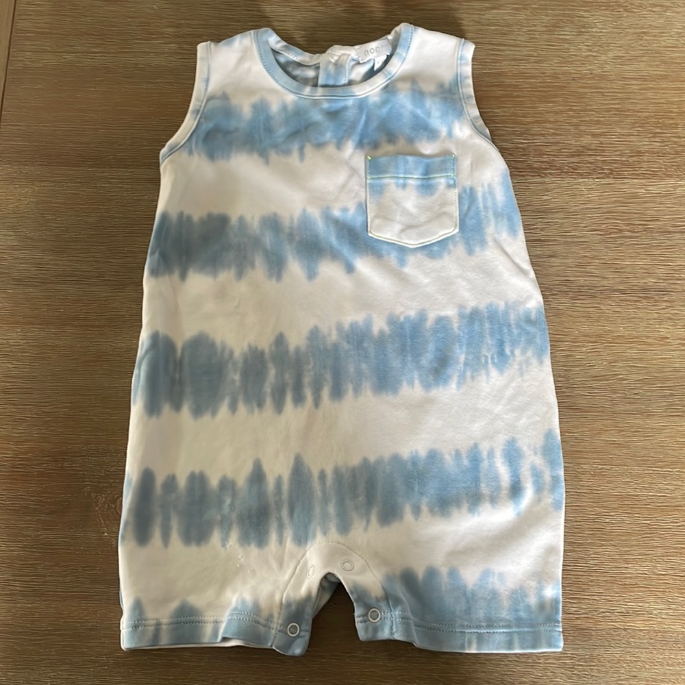 Baby noomie blue/white tie dye romper